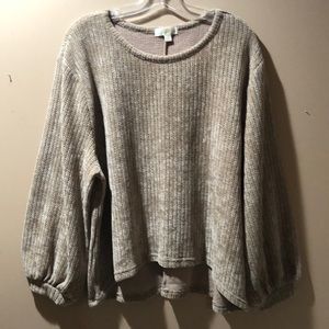 Womens beige sweater with velvet texture